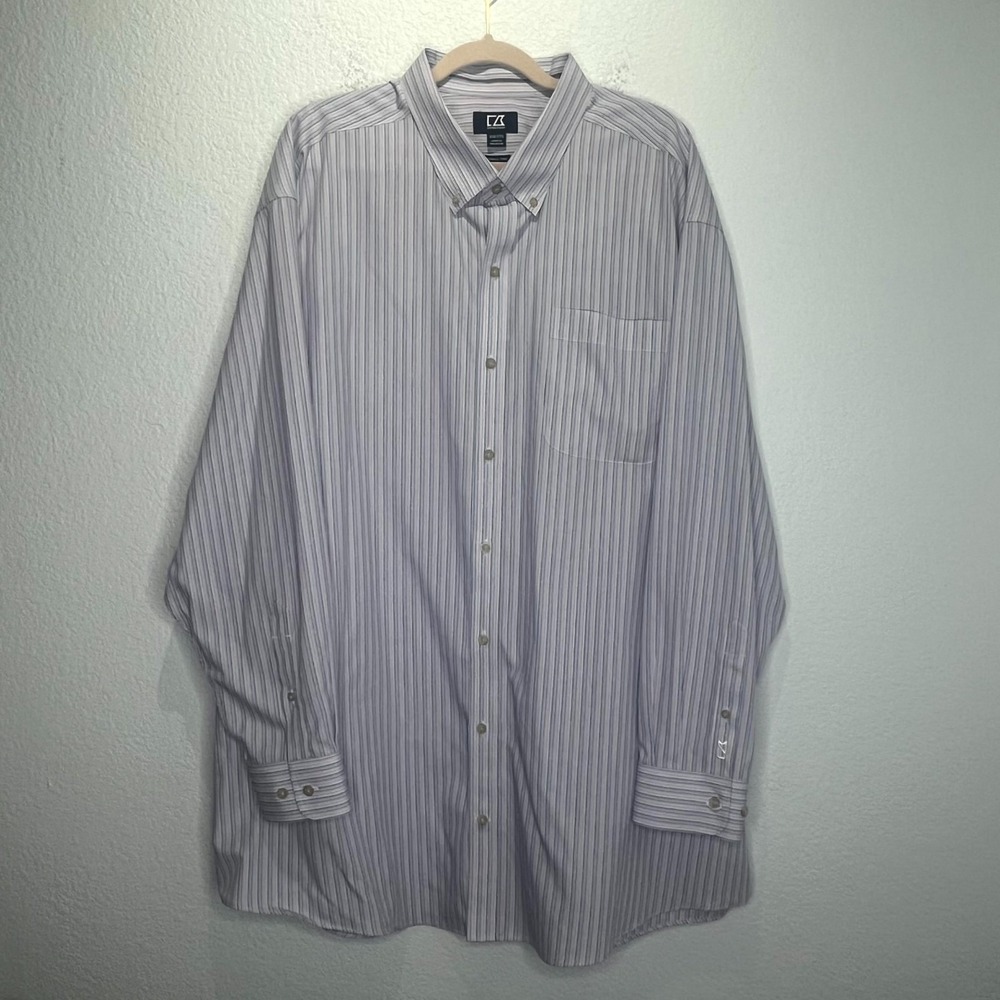 Cutter & Buck Shirt Men 3XB Multicolor Vertical Striped Wrinkle Free Button Down